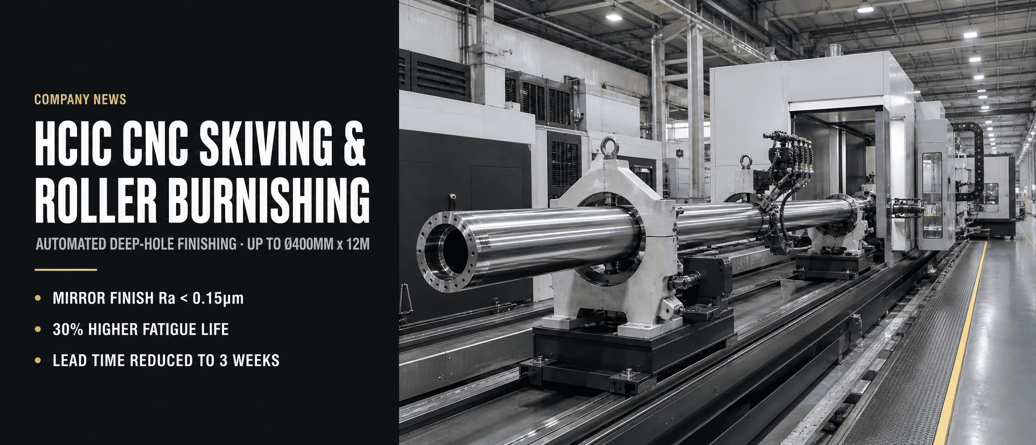 HCIC Menugaskan Jalur Pembakaran Roller & Skiving CNC Otomatis Presisi Tinggi untuk Silinder Langkah Panjang Bor Besar