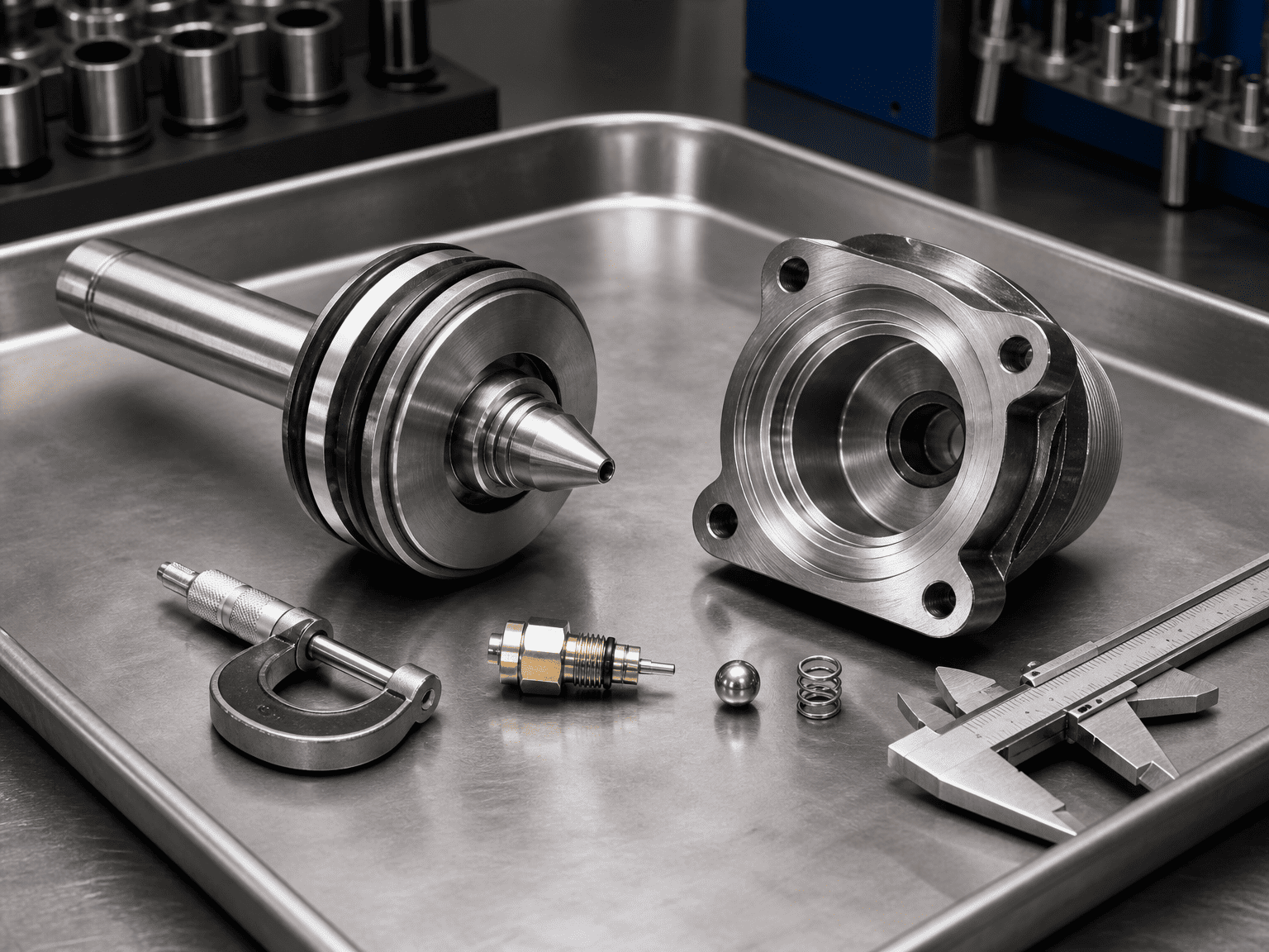 hydraulic cylinder piston cushion spear needle valve and check valve component teardown